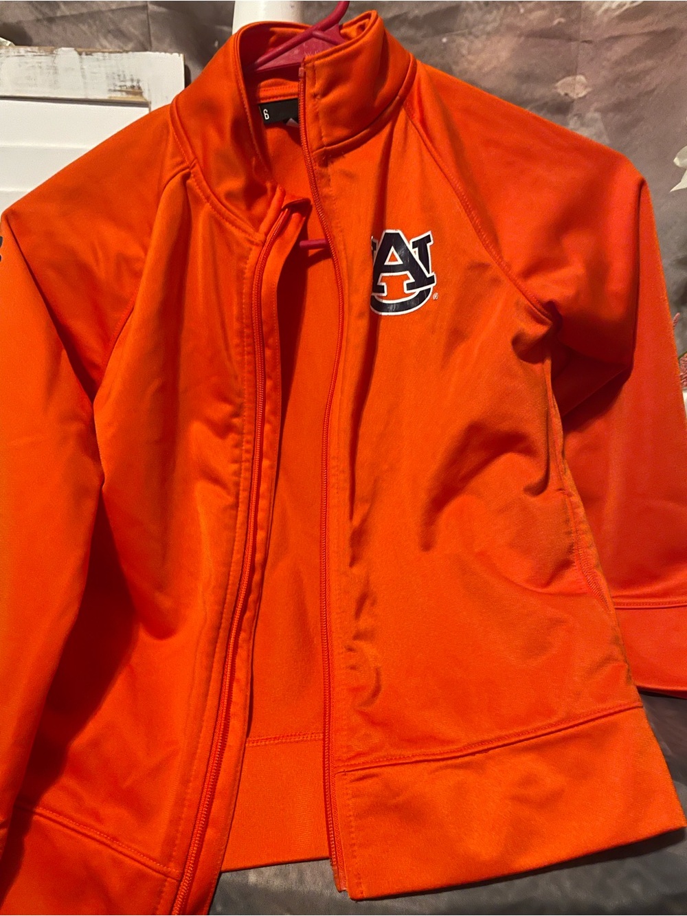 Under Armour Orange Kids Full-Zip Team Jacket with Auburn AU Logo